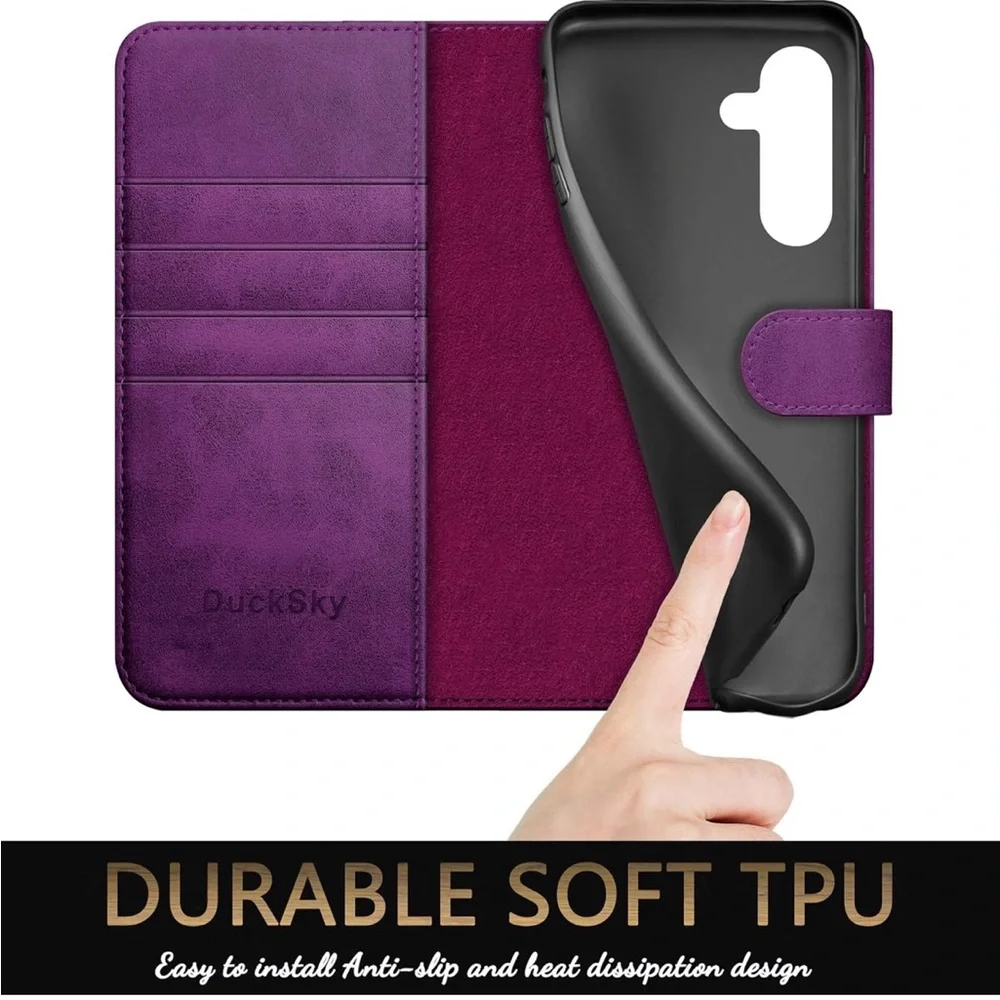 Purple Leather Wallet Phone Case for Samsung Galaxy S23